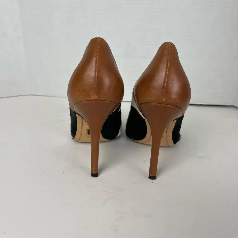 Sam Edelman Size 7 Cow Print Leather Heels Pointed Toe Pumps - Picture 5 of 10